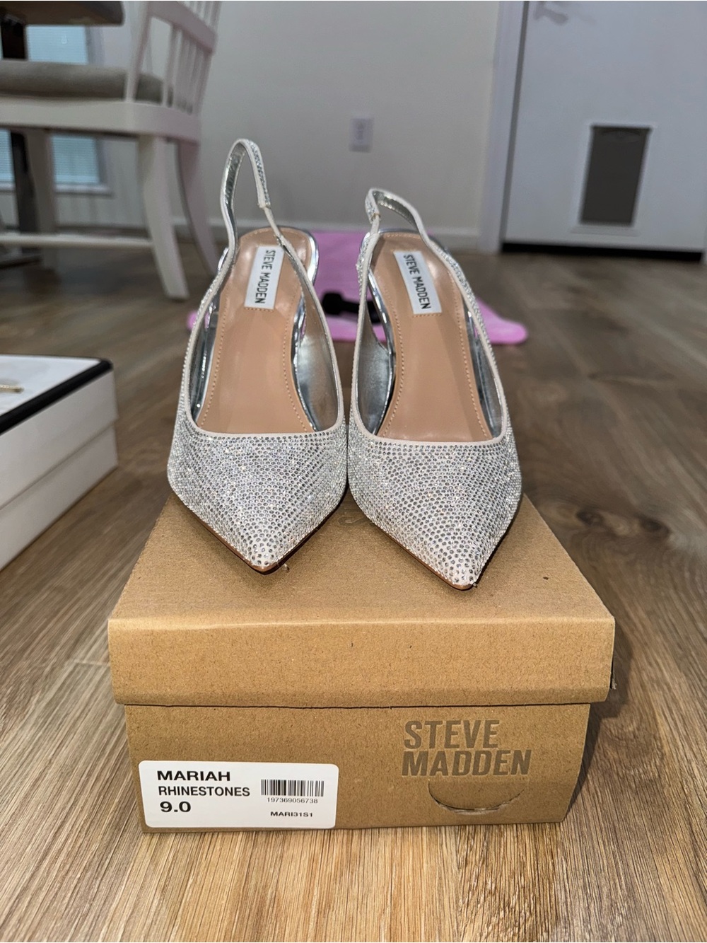 Steve Madden Mariah Rhinestone Slingback Pumps in Silver Glitter